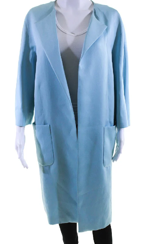 Escada Women's Half Sleeve Open Front Long Jacket Blue