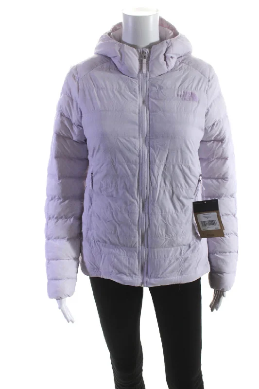 The North Face Womens Zipped Long Sleeve Hooded Puffer Jacket Pink