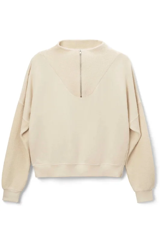 Tyra Fleece 1/4 Zip Pullover Sweater In Sugar