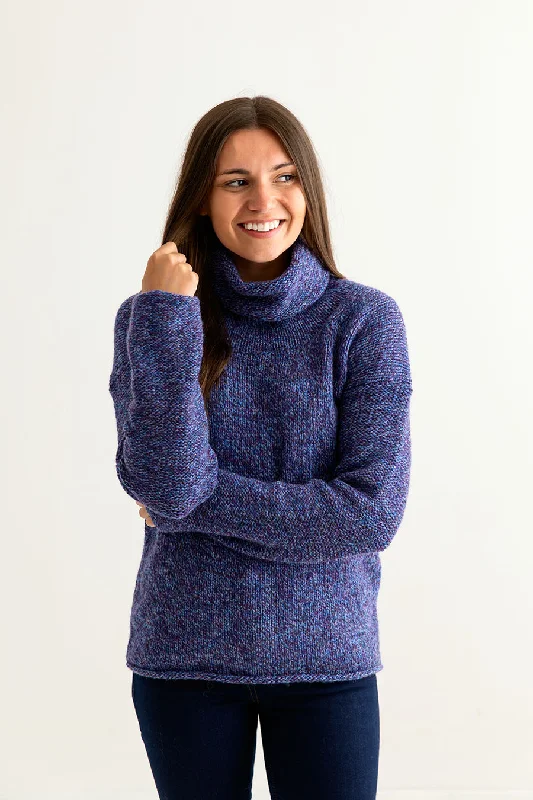 Womens Chunky Cowl neck jumper - Purple