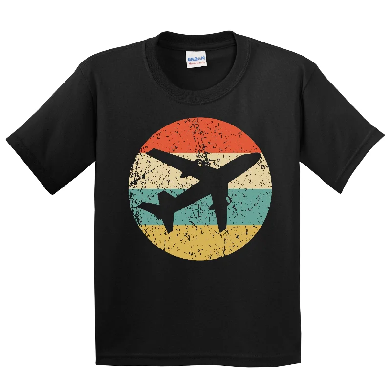 Airplane Silhouette Retro Pilot Youth T-Shirt