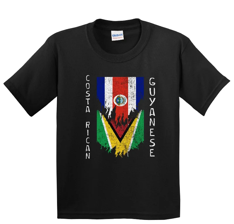 Costa Rican Guyanese Flags Ripped Torn Costa Rica Guyana Youth T-Shirt