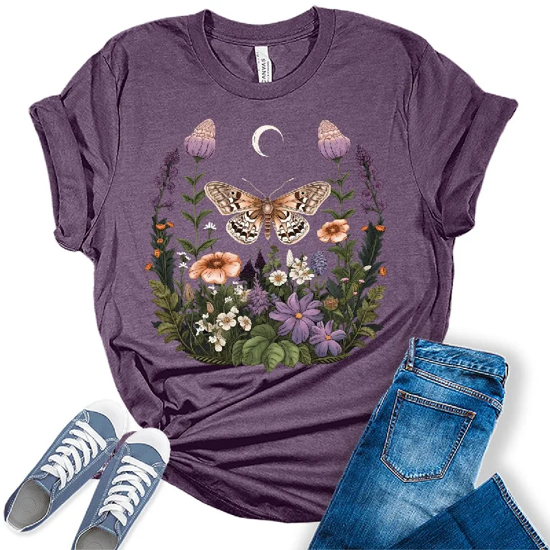 Womens Vintage Graphic Tees Cute Floral T Shirts Cottagecore Shirt Plus Size Tops for Women