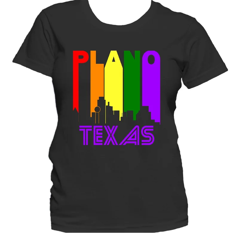 Plano Texas LGBTQ Gay Pride Rainbow Skyline Women's T-Shirt