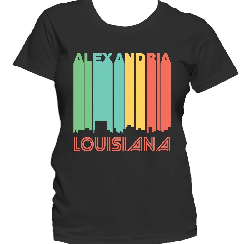 Retro 1970's Style Alexandria Louisiana Skyline Women's T-Shirt