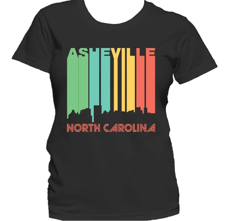 Retro 1970's Style Asheville North Carolina Skyline Women's T-Shirt