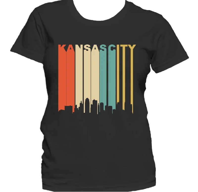 Retro 1970's Style Kansas City Missouri Downtown Skyline Women's T-Shirt