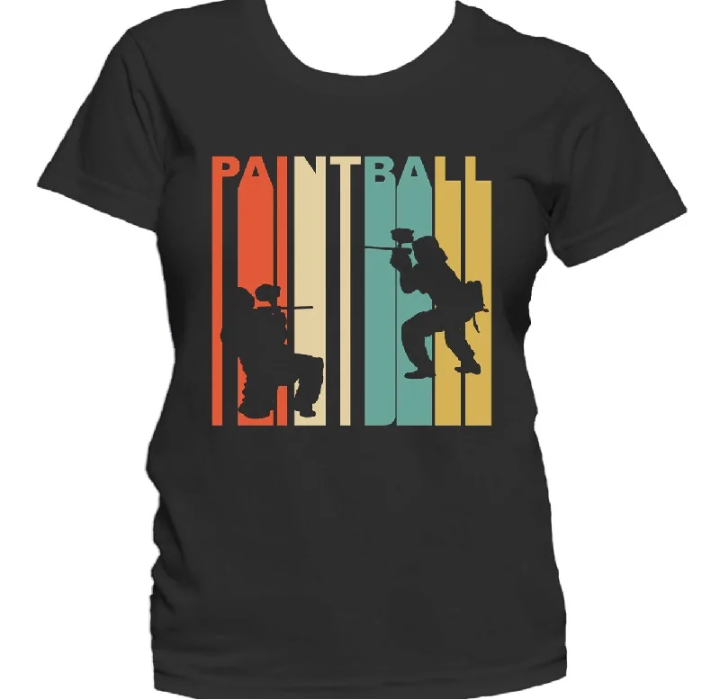 Retro 1970's Style Paintball Players Silhouette Women's T-Shirt