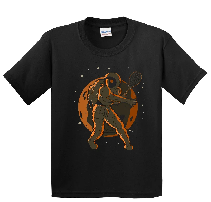 Tennis Astronaut Outer Space Spaceman Kids T-Shirt