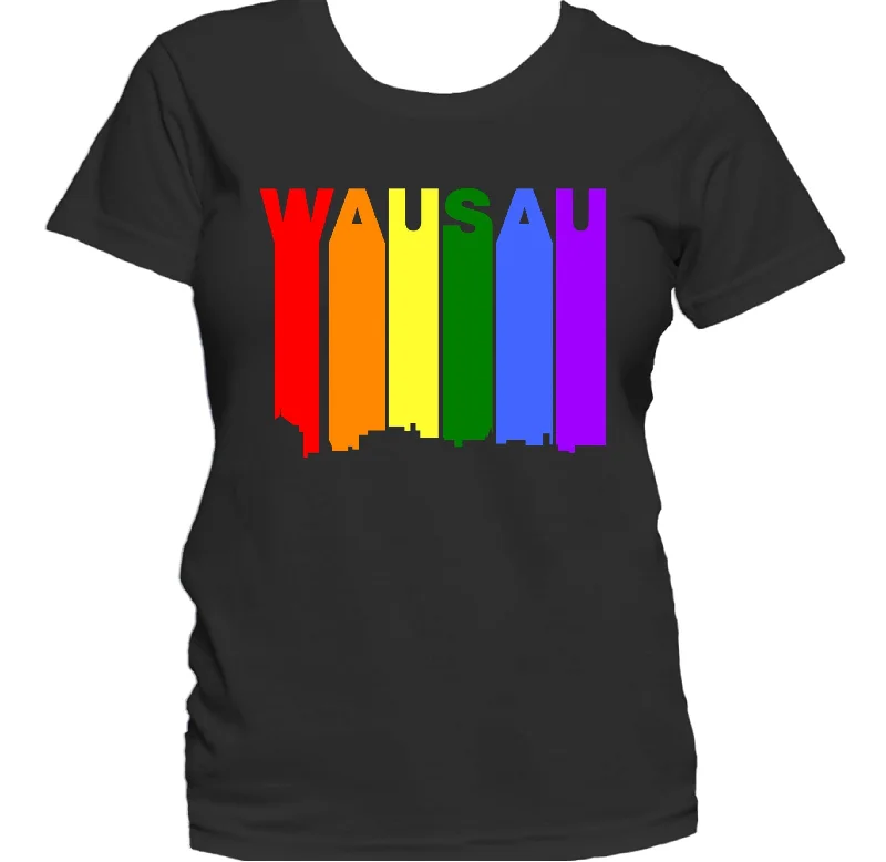 Wausau Wisconsin LGBTQ Gay Pride Rainbow Skyline Women's T-Shirt