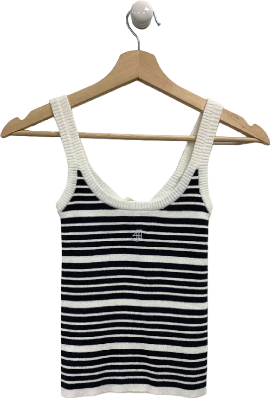 4th & Reckless Black and White Striped Knitted Tank Top UK 6