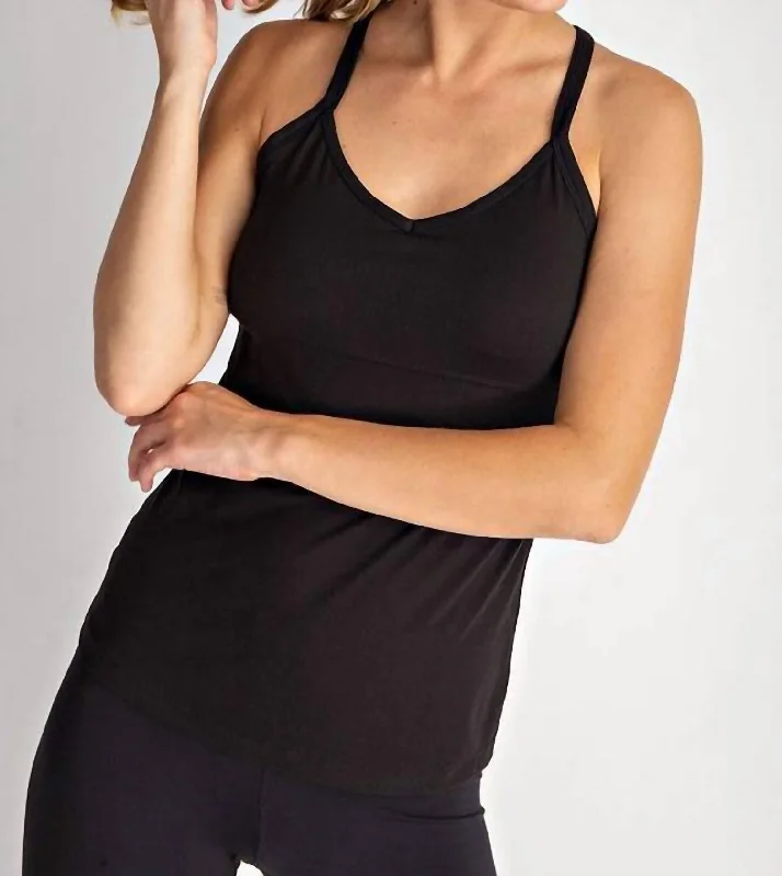 Butter Soft Padded Tank Top In Black