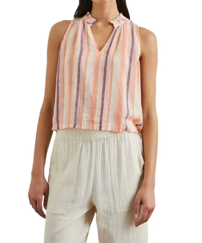 Christy Tank Top In Papaya Stripe