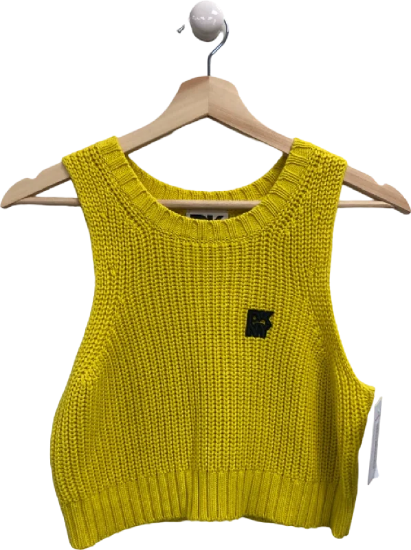 DKNY Yellow Knitted Tank Top UK M