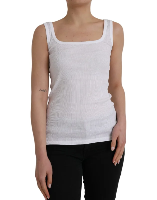 Ermanno Scervino  Cotton Sleevelesss Tank Casual Women's Top (Pre-Owned)