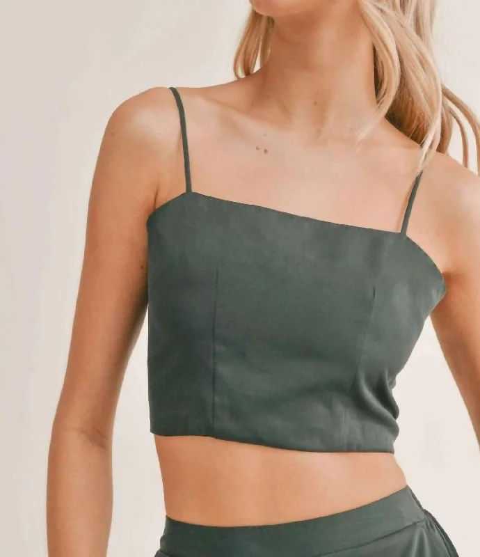 Evergreen Crop Tank Top In Dark Green