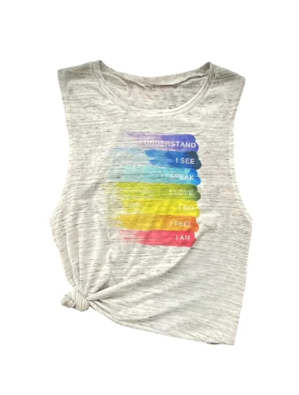 Women's Chakra Love Muscle Tank In Light Grey