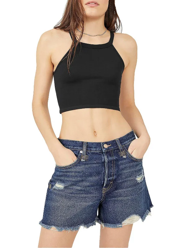 Womens Halter Cropped Tank Top