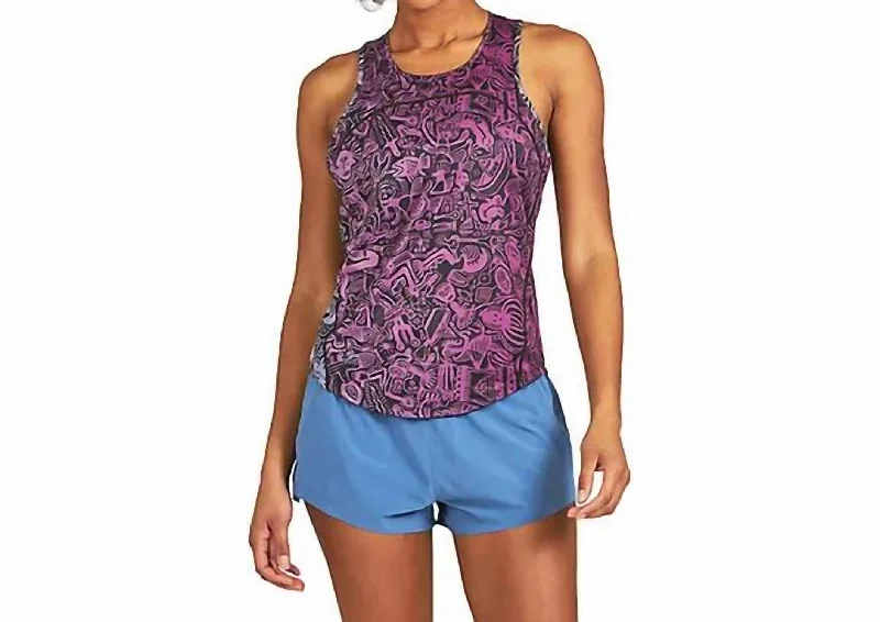 Women's Helio Tank Top In Batik Purple