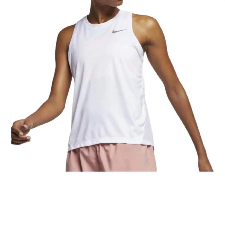 Women's Miler Running Tank Top In White/reflective Silver