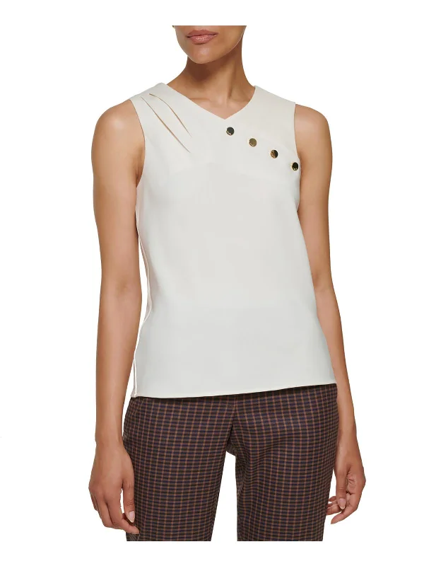 Womens Pleated V Neck Tank Top