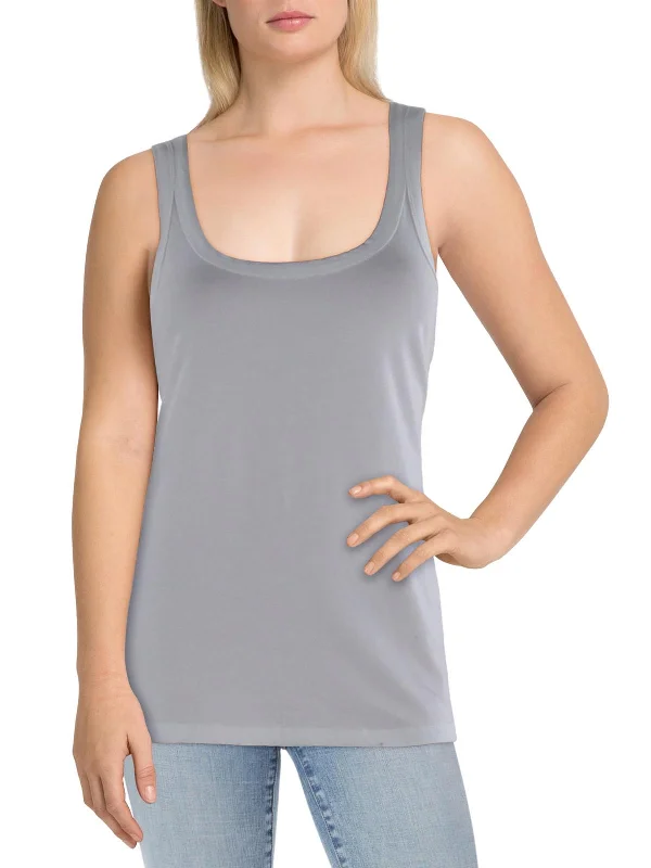 Womens Solid Scoop Neck Tank Top