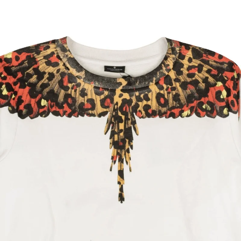 White Leopard Wings Cotton Crewneck