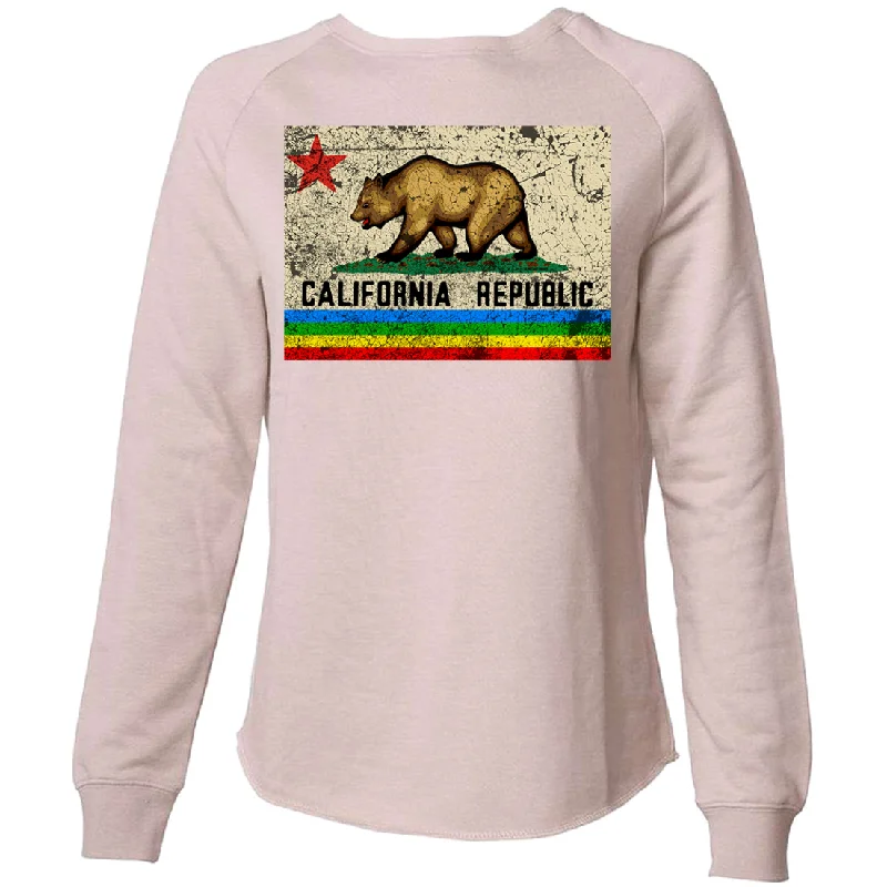 California Republic Rainbow Distressed Super Soft Crewneck Sweater