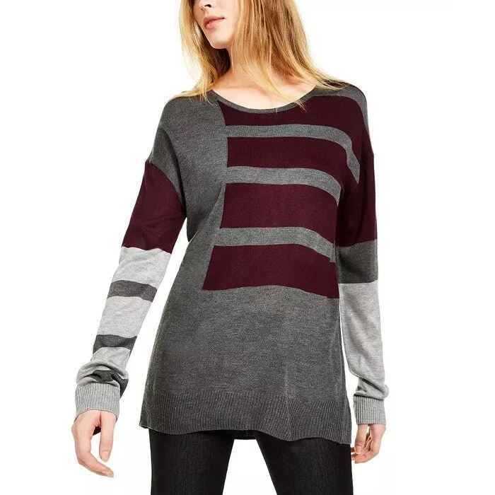 Calvin Klein Women's Colorblocked Crewneck Sweater Charcoal Size X-Large