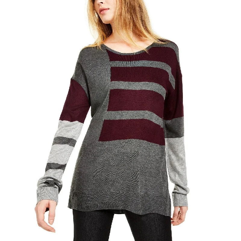 Calvin Klein Women's Colorblocked Crewneck Sweater Gray Size Medium