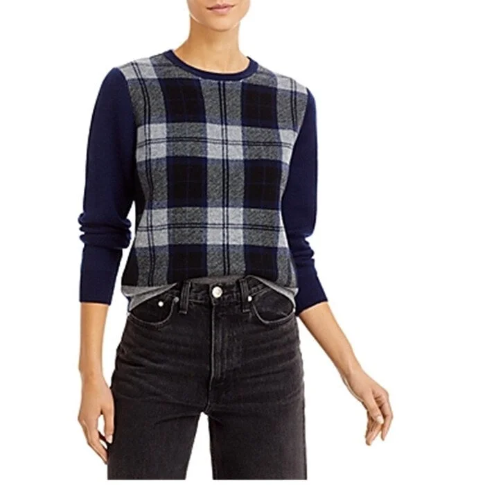 Jumper Women's Tartan Crewneck Sweater Blue Size 4