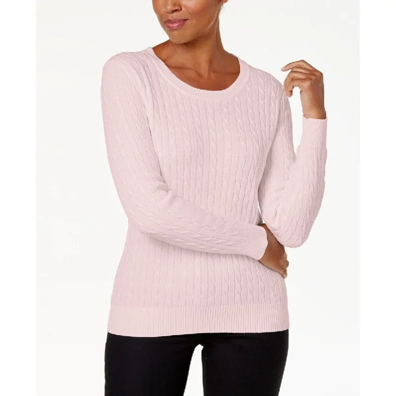 Karen Scott Women's Cable-Knit Crewneck Sweater Pink Size Extra Large