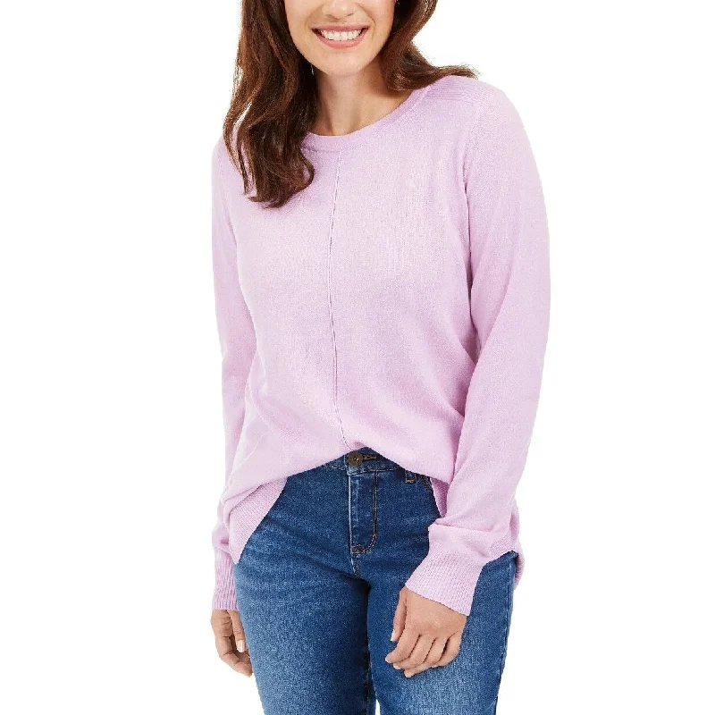 Karen Scott Women's Crewneck Long-Sleeve Sweater Purple Size Medium