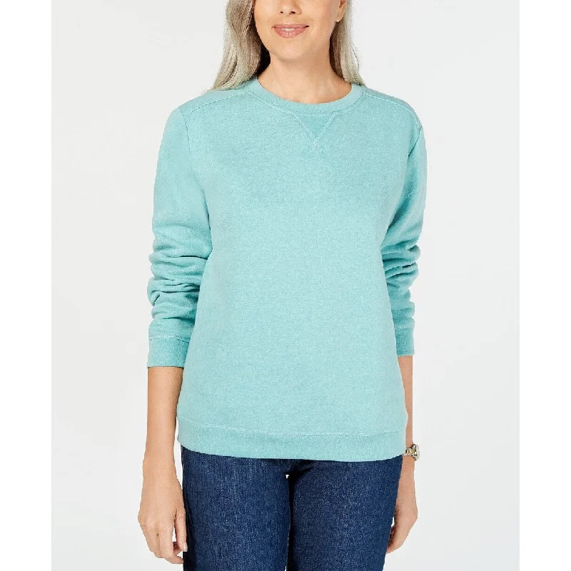 Karen Scott Women's Petite Long-Sleeve Crewneck Sweatshirt Aqua Size Small