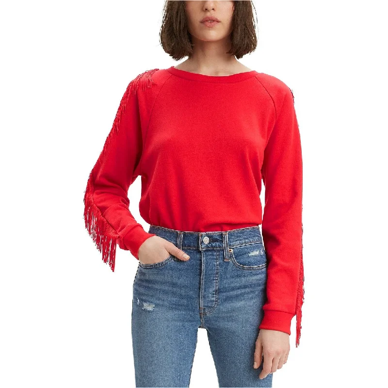 Levi's Women's Fringed Crewneck Sweatshirt Red Size Extra Large