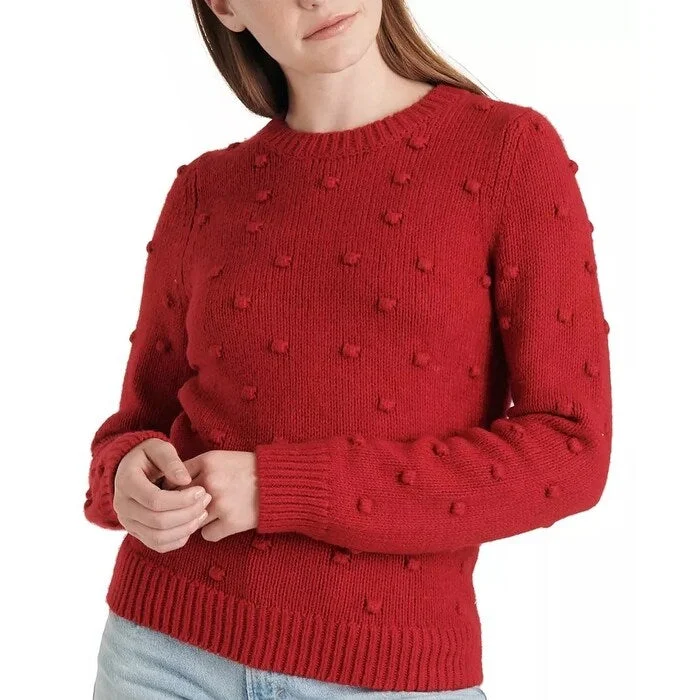 Lucky Brand Women's Bobble Crewneck Sweater Red Size X-Large