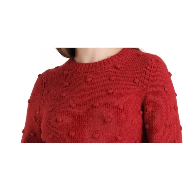 Lucky Brand Women's Bobble Knit Crewneck Sweater Red Size Large