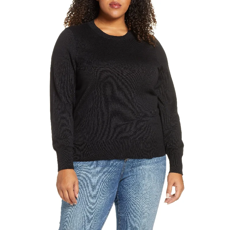 Michael Kors Women's Plus Side Snap Crewneck Sweater Black Size 1X