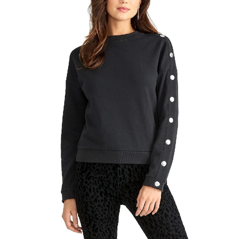 Rachel Rachel Roy Women's Snap-Sleeve Crewneck Sweatshirt Black Size Small