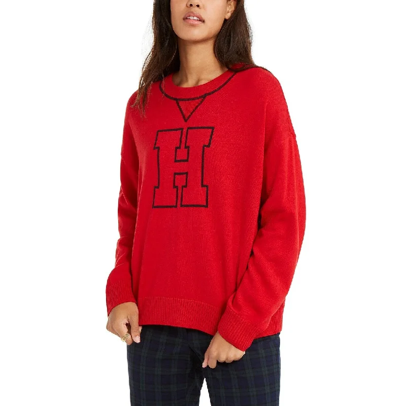 Tommy Hilfiger Women's Crewneck Varsity Sweater Red Size Extra Large