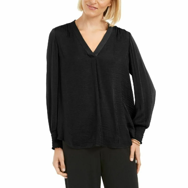 Alfani Women's V-Neck Top Black Size Medium