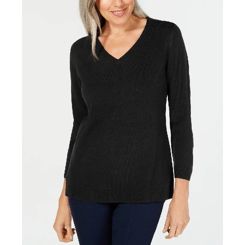 Karen Scott Women's V-Neck Sweater Black Size Small