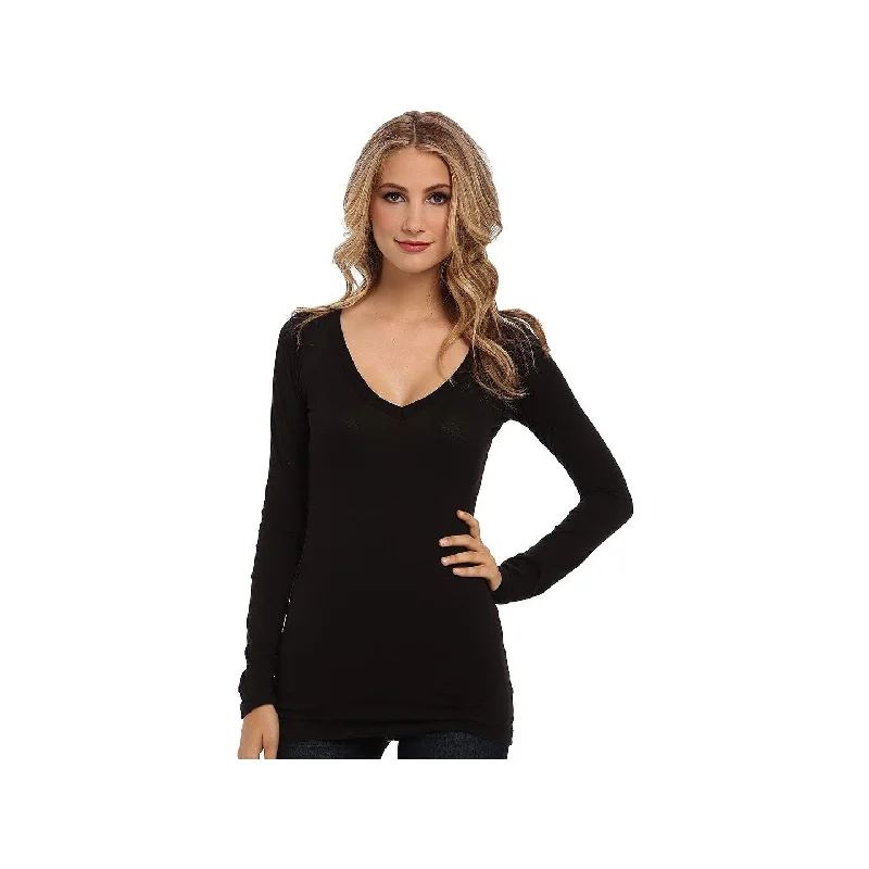 Maison Jules Women's Dropped Shoulder V-Neck Jersey Top Black Size Large