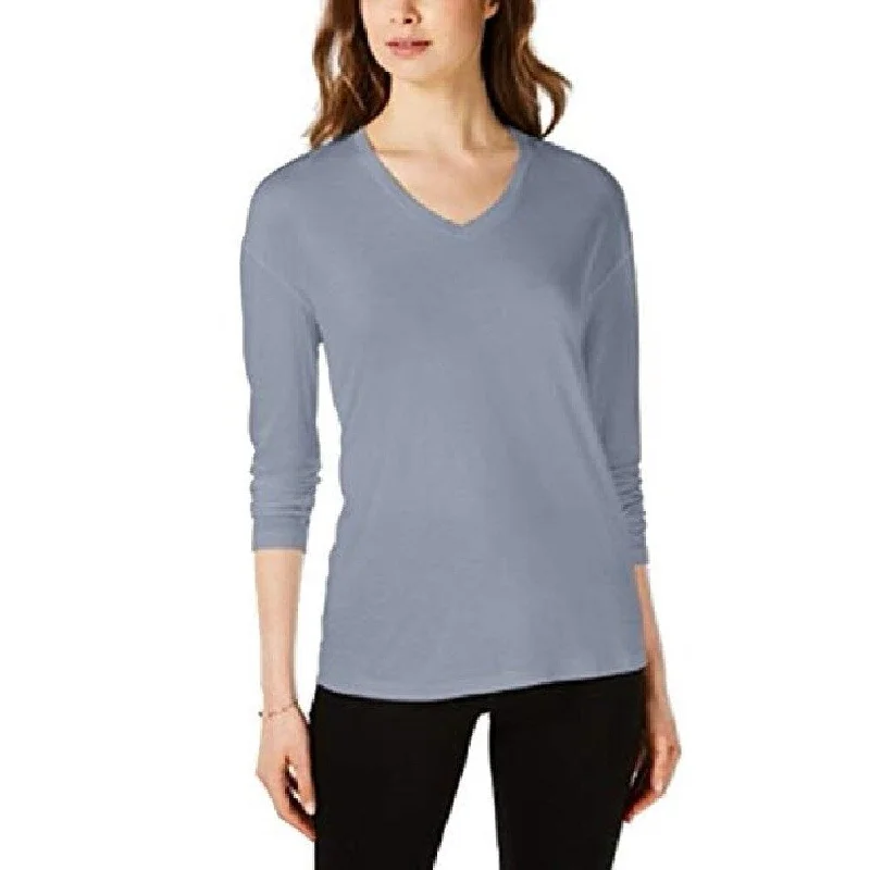 Maison Jules Women's Dropped Shoulder V-Neck Jersey Top Grey Size Extra Large - X-Large