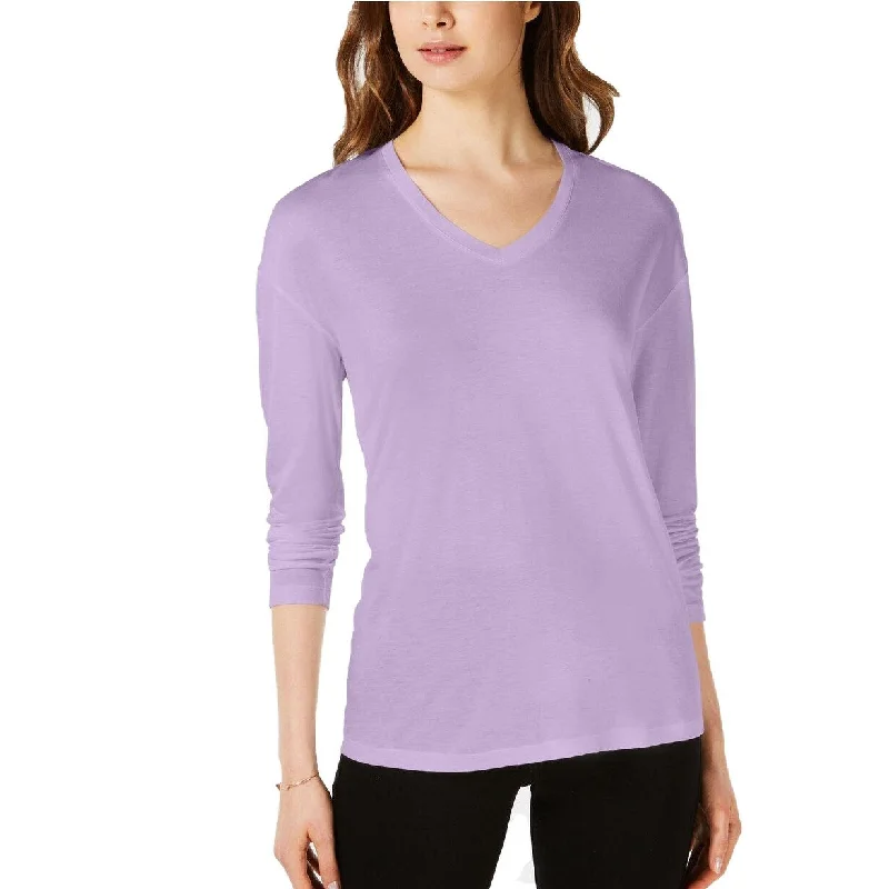 Maison Jules Women's Dropped Shoulder V-Neck Jersey Top Lilac Size Extra Small - Purple - X-Small