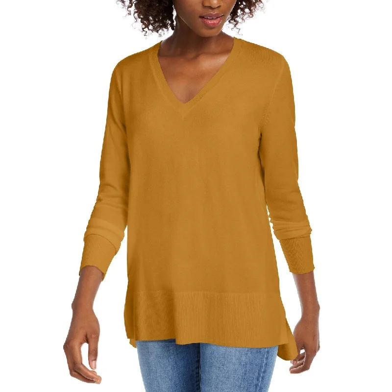 Maison Jules Women's V-Neck Sweater Yellow Size Medium