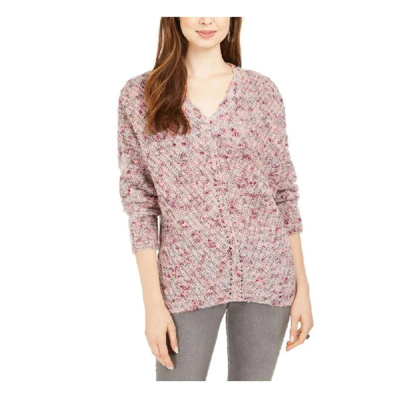 Style & Co Women's V-Neck Dolman-Sleeve Sweater Pink Extra Large