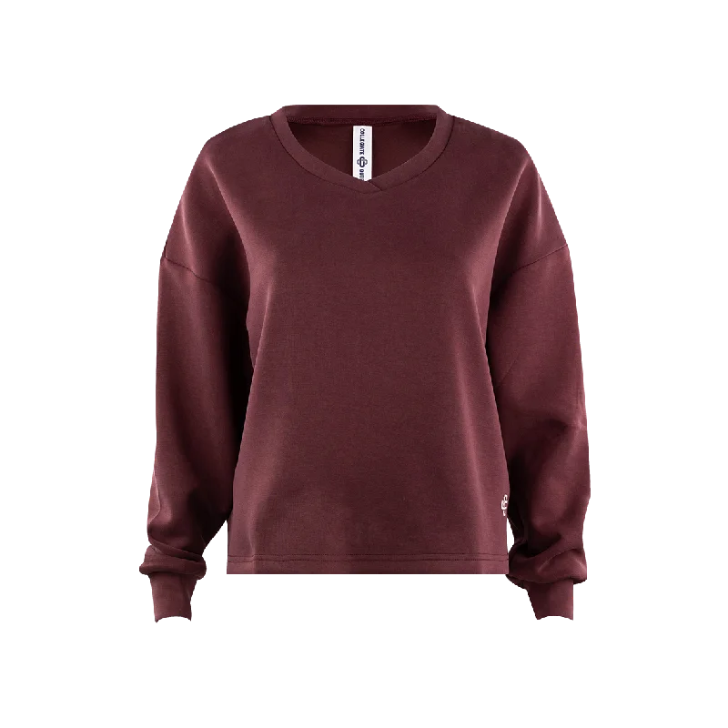 Collegiate Outfitters Maroon Butter Soft V-Neck Box Cut Sweatshirt