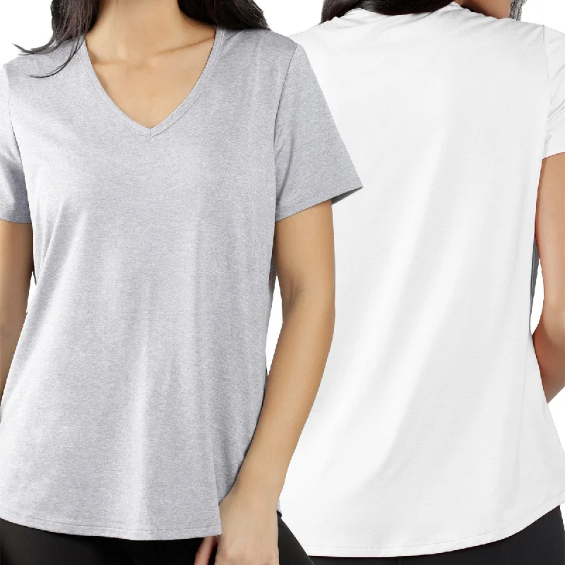 90 Degree By Reflex Women's 2 Pack V-Neck Short Sleeve Top