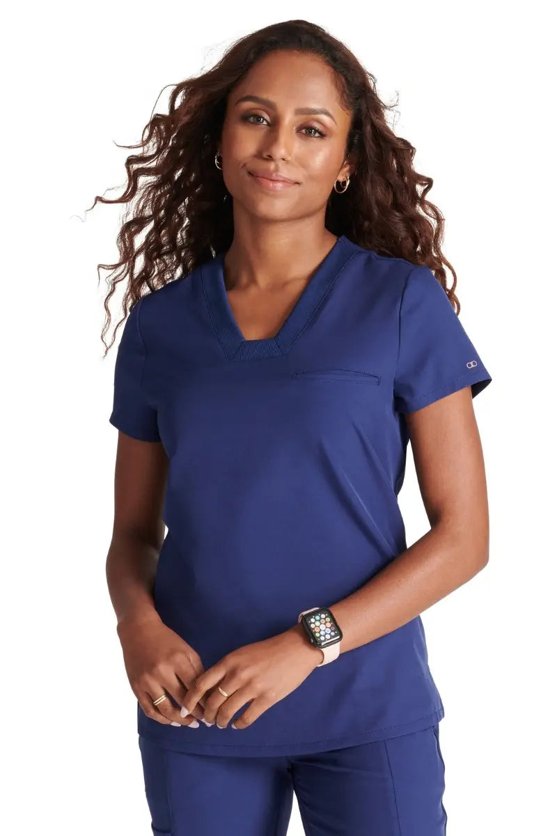 Allura Women's Mitered V-Neck Scrub Top | Navy Blue